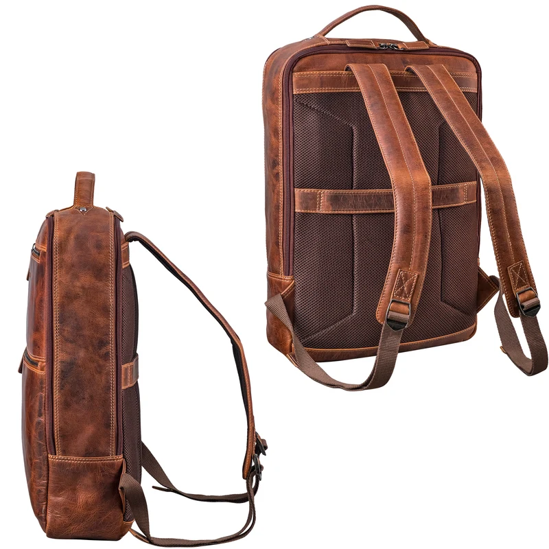 "Jayce" XL Leder Laptop Rucksack 17 Zoll Groß für Herren und Damen
