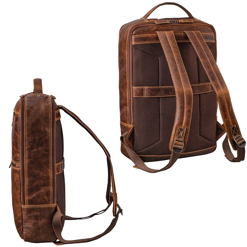 "Jayce" XL Leder Laptop Rucksack 17 Zoll Groß für Herren und Damen