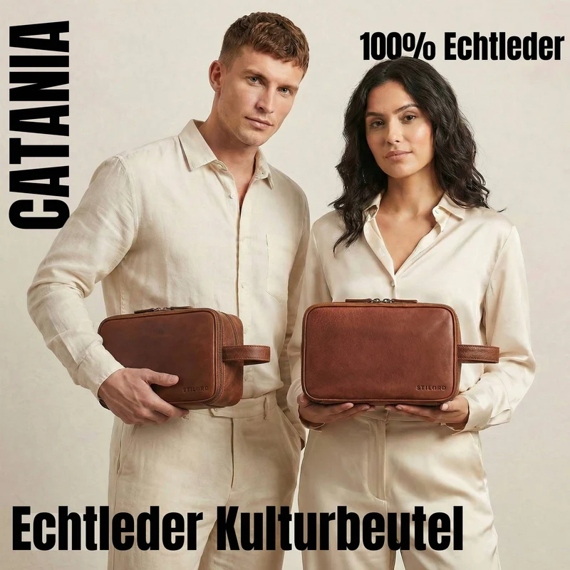 "Catania" großer Reise-Kulturbeutel Echt Leder Herren Damen
