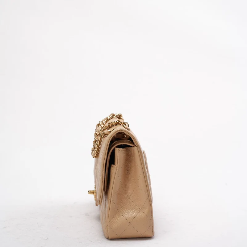 Chanel Beige Medium Double Flap Caviar 2014