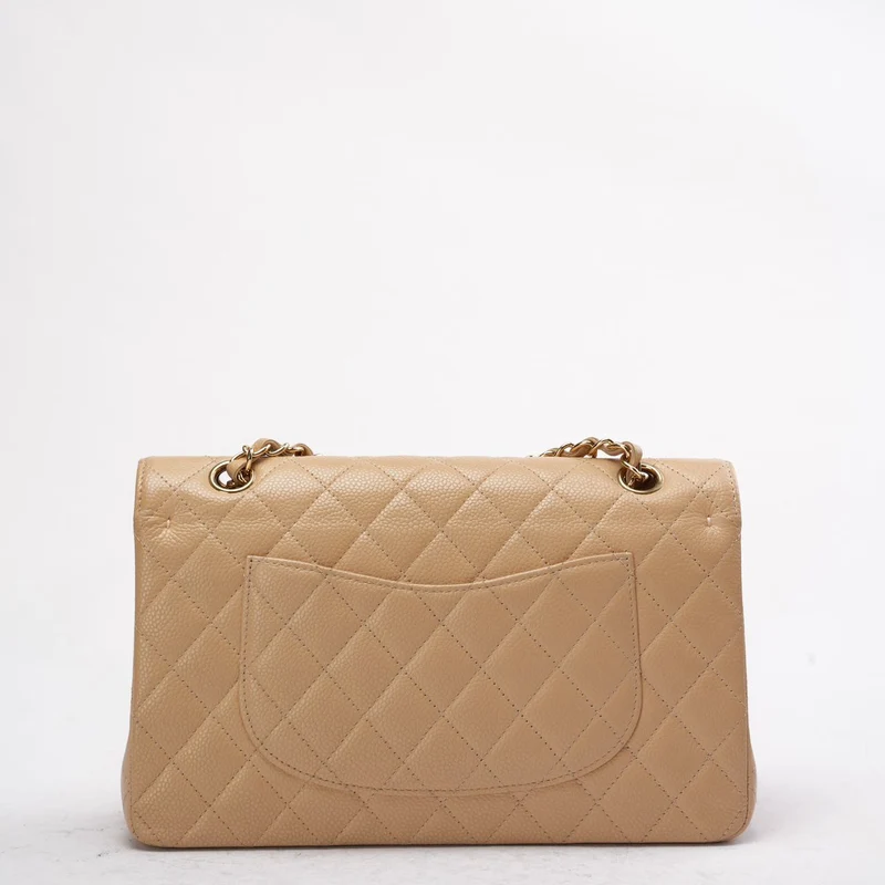 Chanel Beige Medium Double Flap Caviar 2014