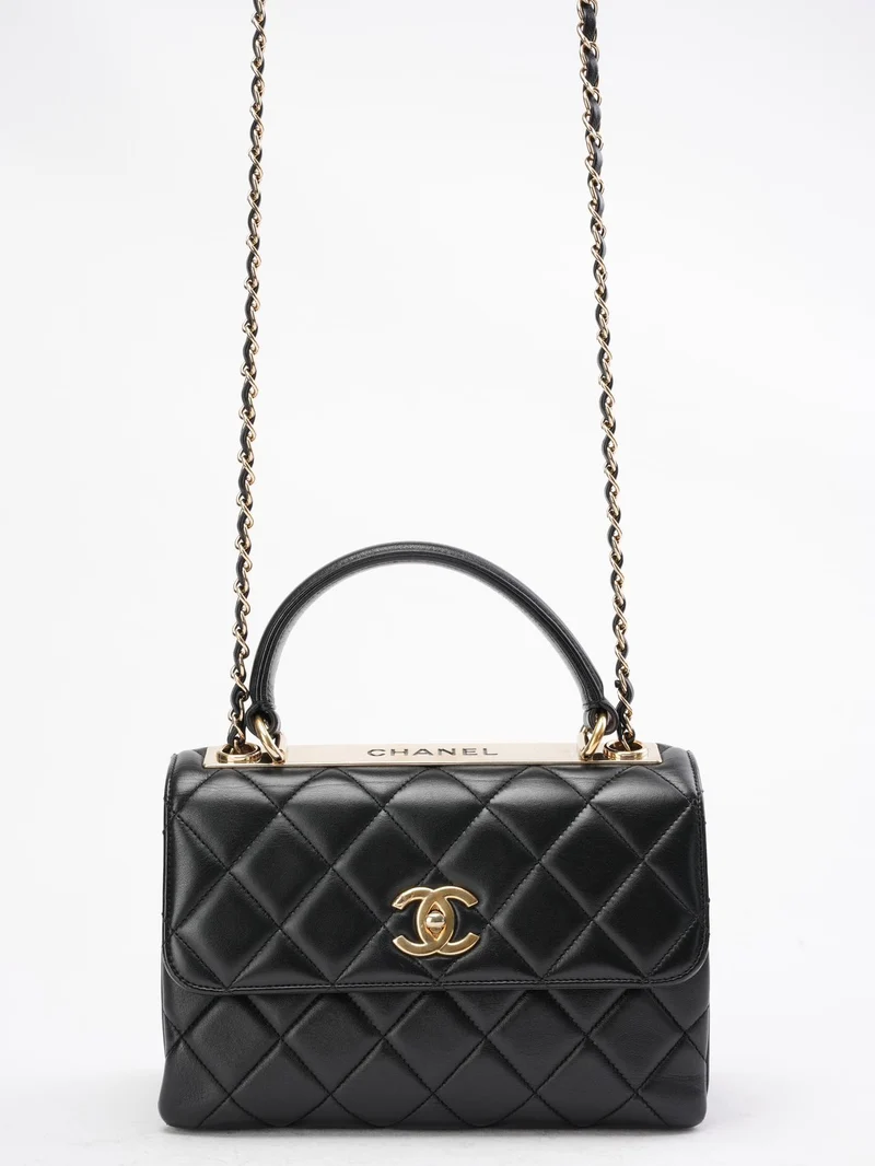 Chanel Schwarze kleine Trendy CC Tasche aus Lammleder 2020
