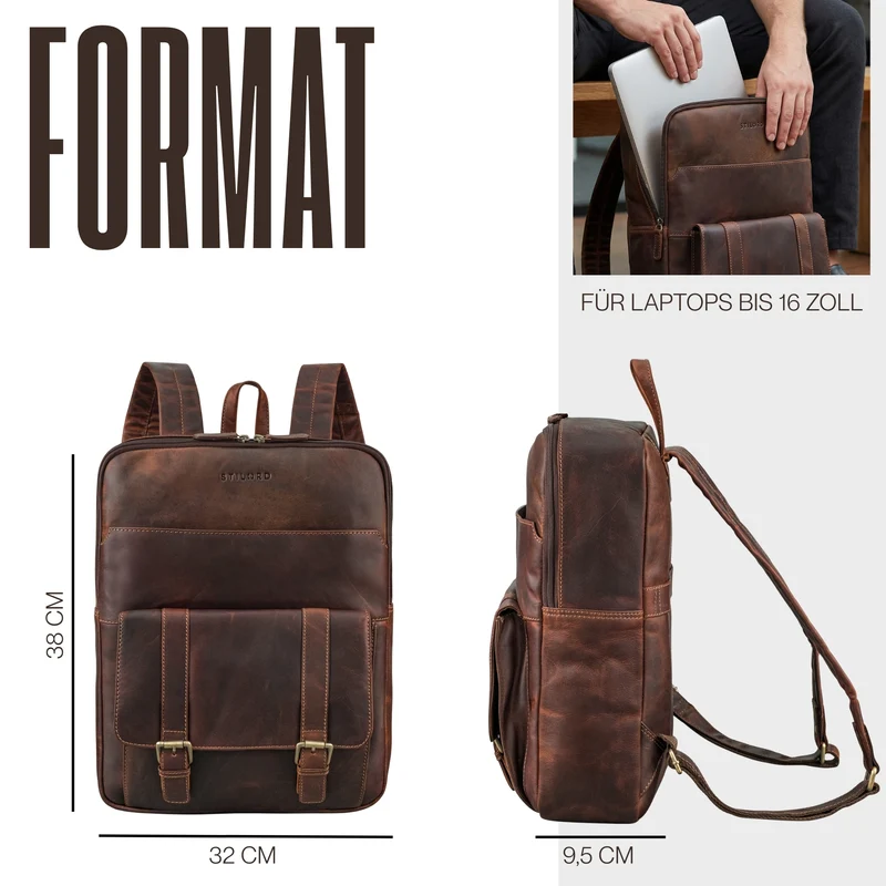 "Edwin" Vintage Business Rucksack Herren Leder 15.6-16 Zoll