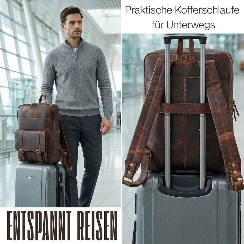 "Edwin" Vintage Business Rucksack Herren Leder 15.6-16 Zoll