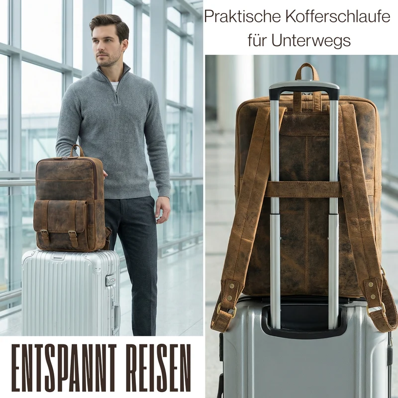 "Edwin" Vintage Business Rucksack Herren Leder 15.6-16 Zoll