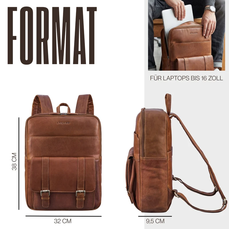 "Edwin" Vintage Business Rucksack Herren Leder 15.6-16 Zoll