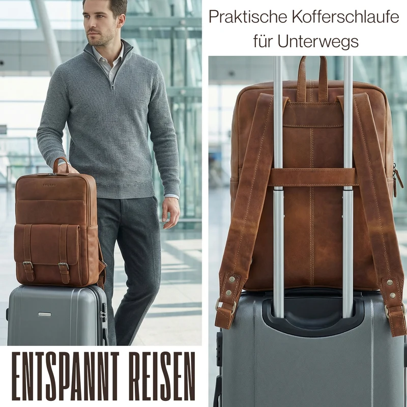 "Edwin" Vintage Business Rucksack Herren Leder 15.6-16 Zoll