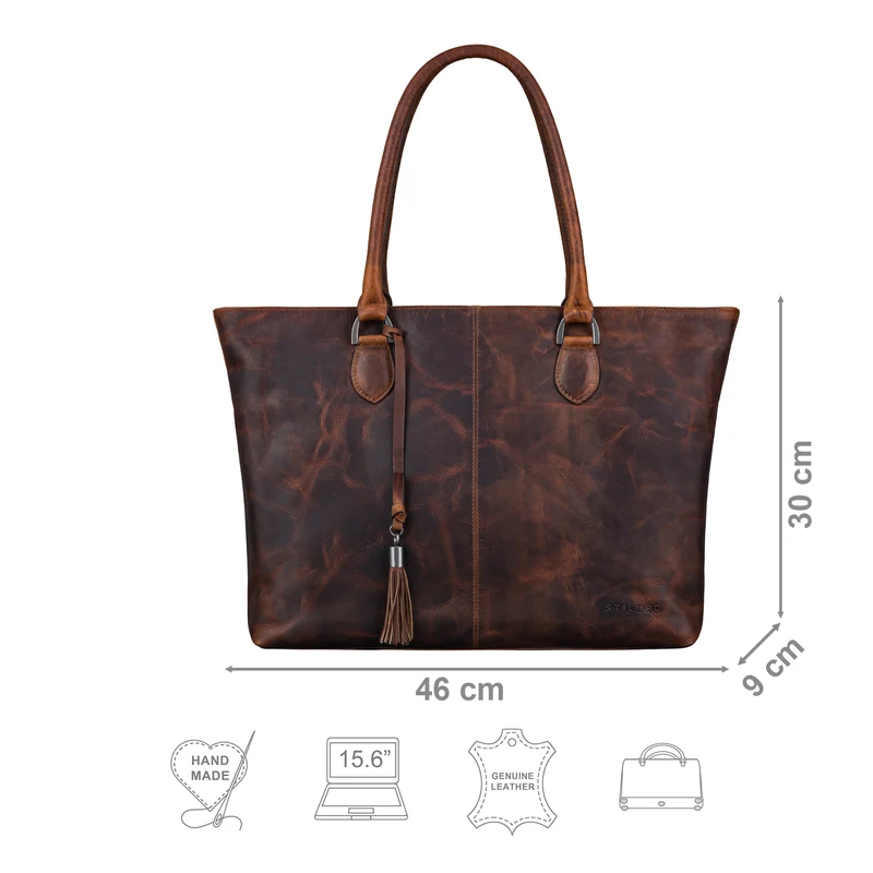 "Callie" Echt Leder Shopper Tasche Damen Groß für 15.6 Zoll Laptop