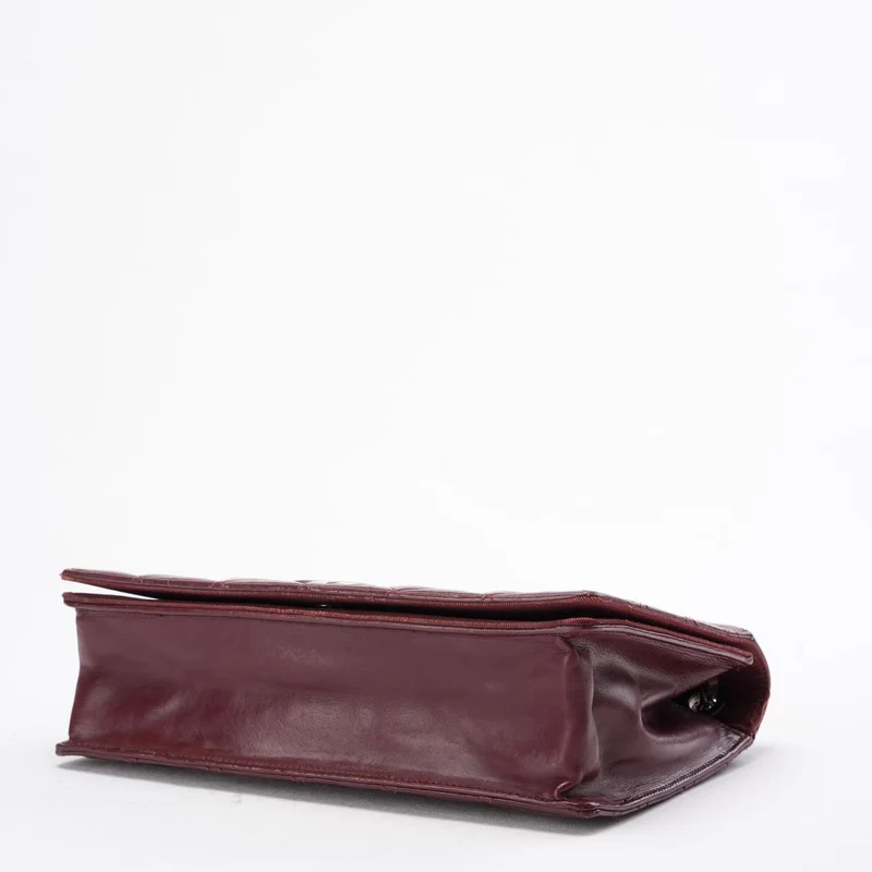 Chanel Ballerine Flap Bag aus burgunderrotem und schwarzem Lammleder, 2004