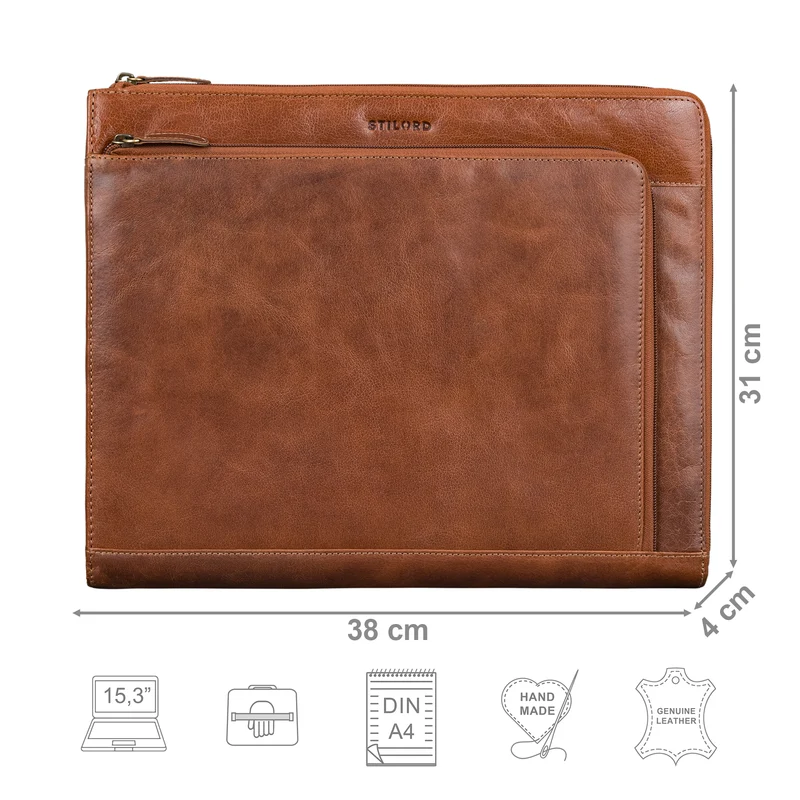 "Stefano" Dokumentenmappe A4 Leder Laptop 14 - 15 Zoll Damen Herren