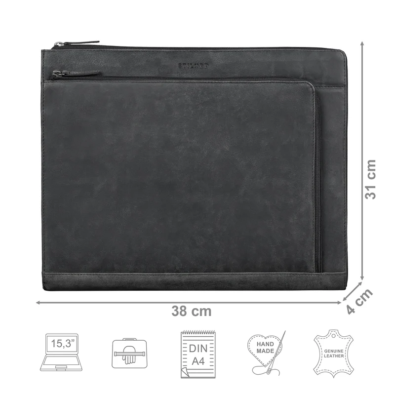 "Stefano" Dokumentenmappe A4 Leder Laptop 14 - 15 Zoll Damen Herren