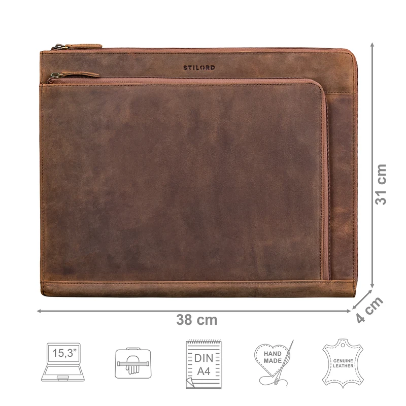"Stefano" Dokumentenmappe A4 Leder Laptop 14 - 15 Zoll Damen Herren