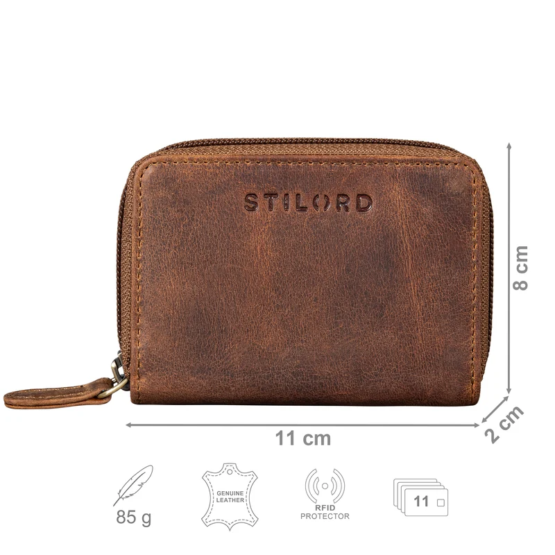 "Luxor" Gefächertes Kreditkartenetui Leder Herren für 9 Karten mit RFID Schutz
