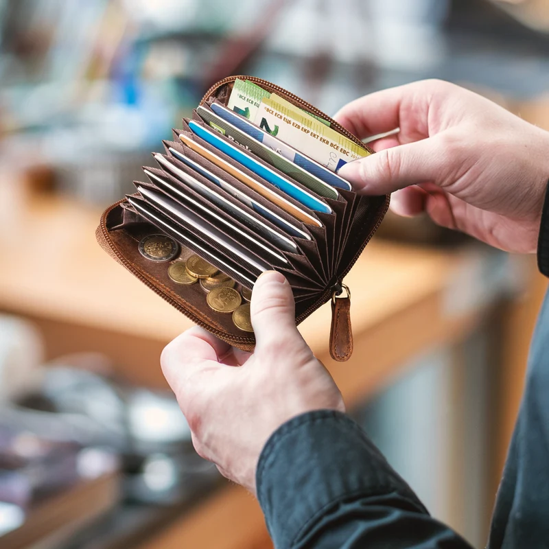 "Luxor" Gefächertes Kreditkartenetui Leder Herren für 9 Karten mit RFID Schutz