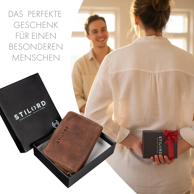 "Luxor" Gefächertes Kreditkartenetui Leder Herren für 9 Karten mit RFID Schutz