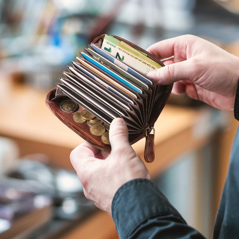"Luxor" Gefächertes Kreditkartenetui Leder Herren für 9 Karten mit RFID Schutz