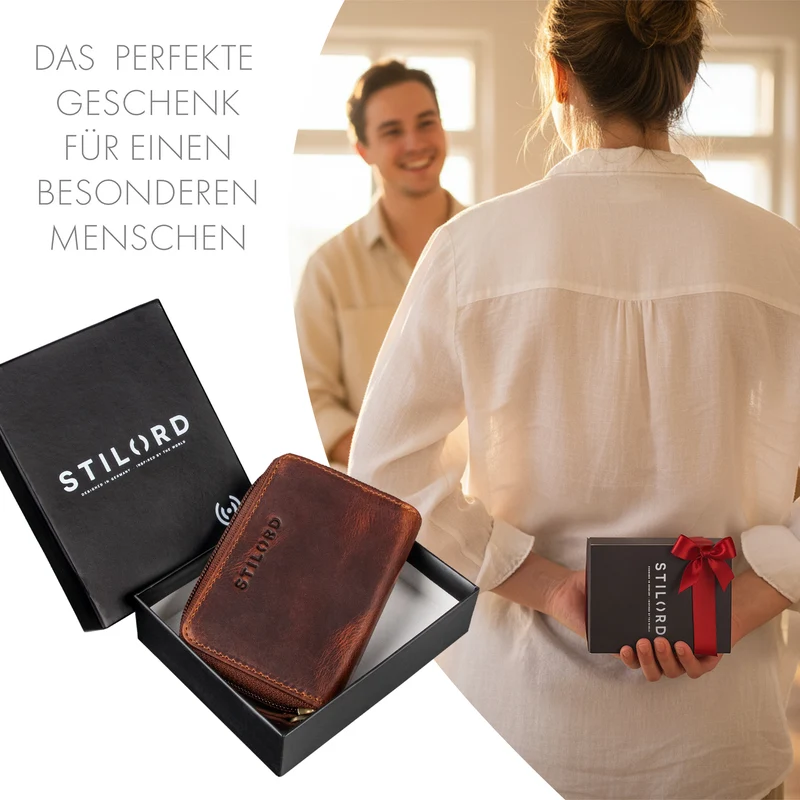 "Luxor" Gefächertes Kreditkartenetui Leder Herren für 9 Karten mit RFID Schutz
