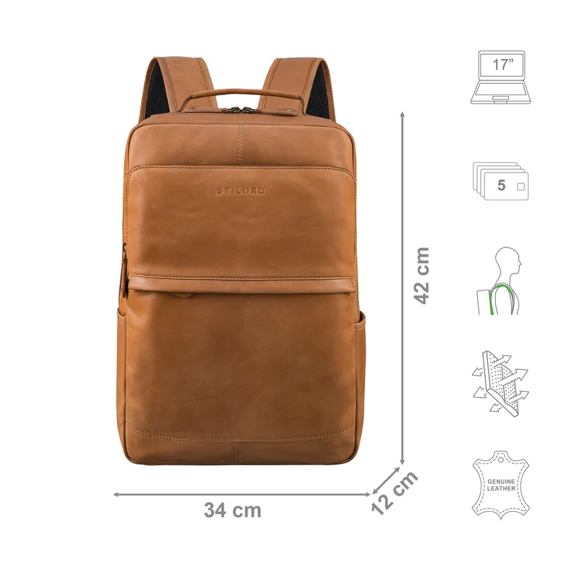 "Sasha" Moderner Leder Arbeitsrucksack 17 Zoll Herren und Damen Groß