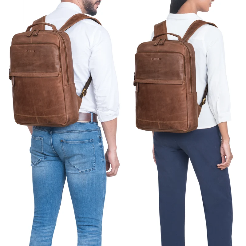 "Sasha" Moderner Leder Arbeitsrucksack 17 Zoll Herren und Damen Groß