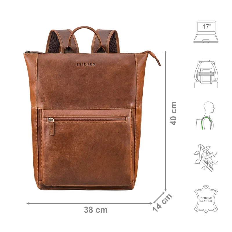 "Espen" Großer Arbeitsrucksack Leder Herren und Damen bis 17 Zoll