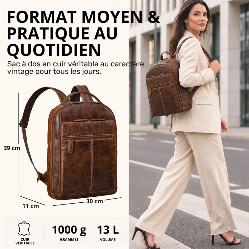 "Nami" Leder Laptop Rucksack 15 Zoll Business Backpack Damen & Herren