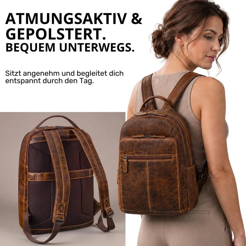 "Nami" Leder Laptop Rucksack 15 Zoll Business Backpack Damen & Herren