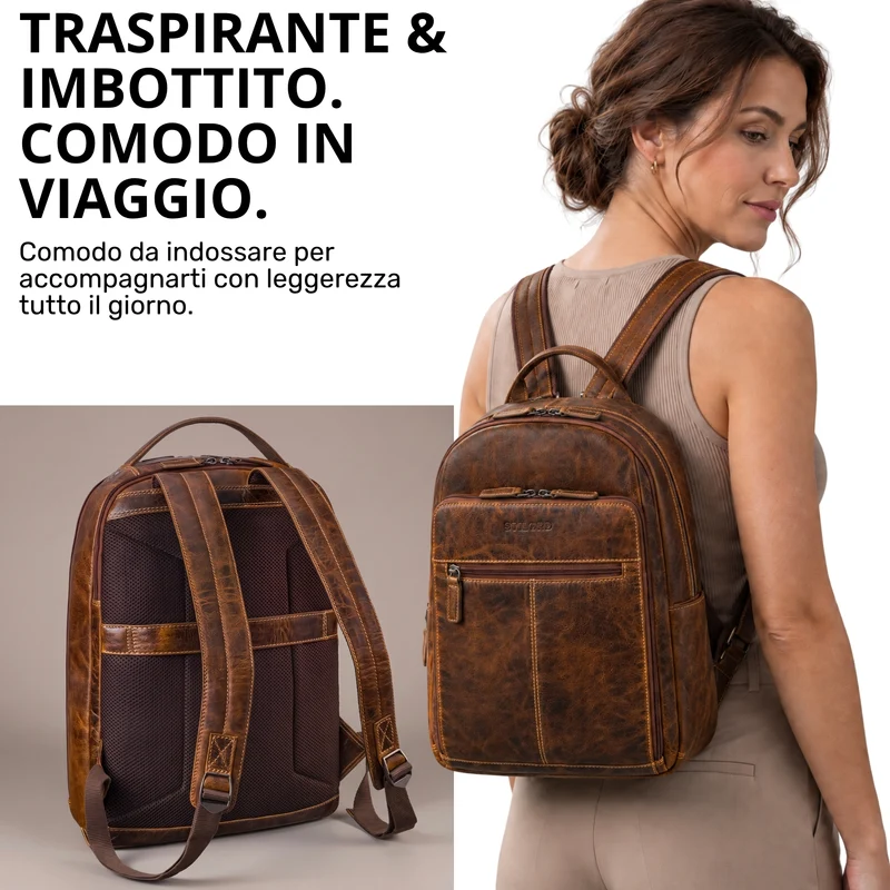 "Nami" Leder Laptop Rucksack 15 Zoll Business Backpack Damen & Herren
