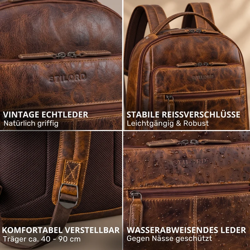 "Nami" Leder Laptop Rucksack 15 Zoll Business Backpack Damen & Herren