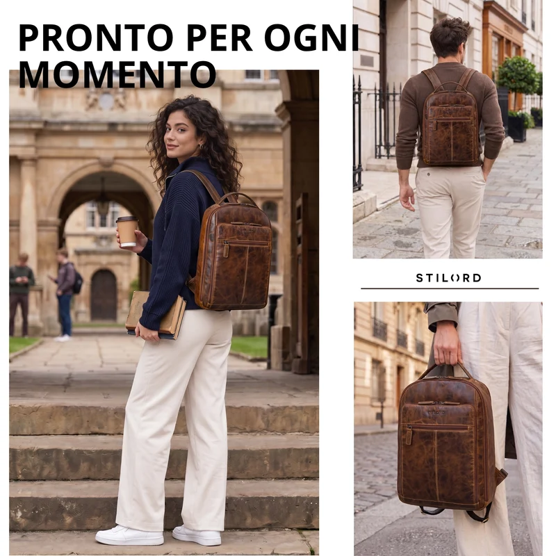 "Nami" Leder Laptop Rucksack 15 Zoll Business Backpack Damen & Herren