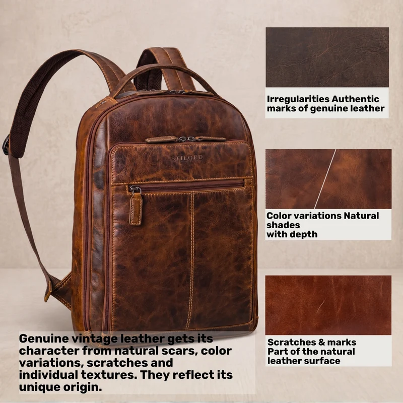 "Nami" Leder Laptop Rucksack 15 Zoll Business Backpack Damen & Herren