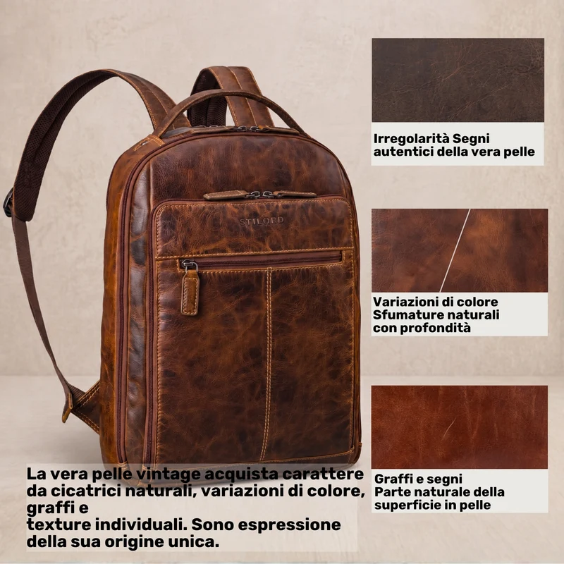 "Nami" Leder Laptop Rucksack 15 Zoll Business Backpack Damen & Herren