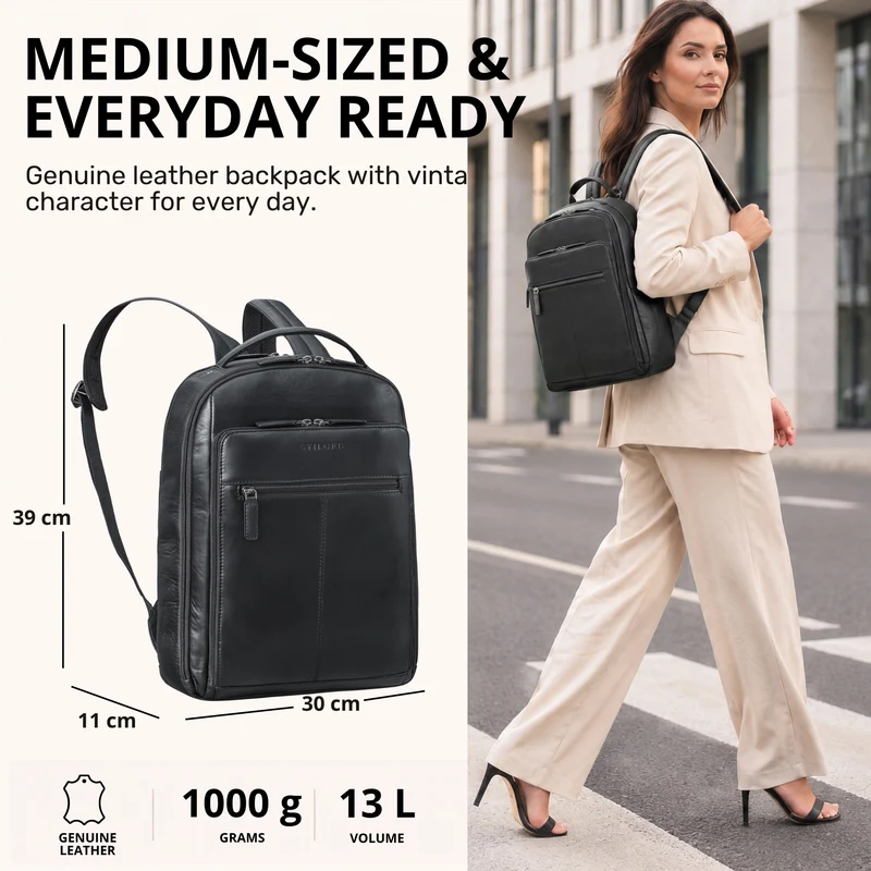 "Nami" Leder Laptop Rucksack 15 Zoll Business Backpack Damen & Herren