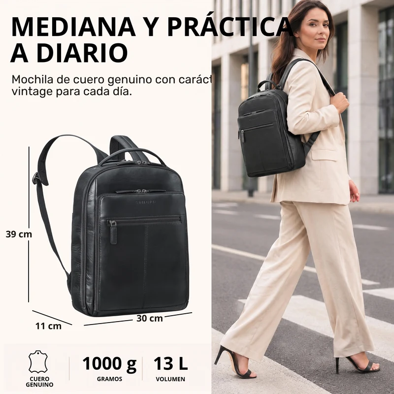 "Nami" Leder Laptop Rucksack 15 Zoll Business Backpack Damen & Herren
