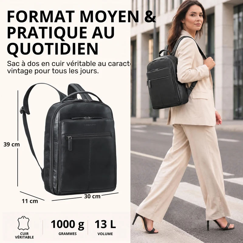"Nami" Leder Laptop Rucksack 15 Zoll Business Backpack Damen & Herren