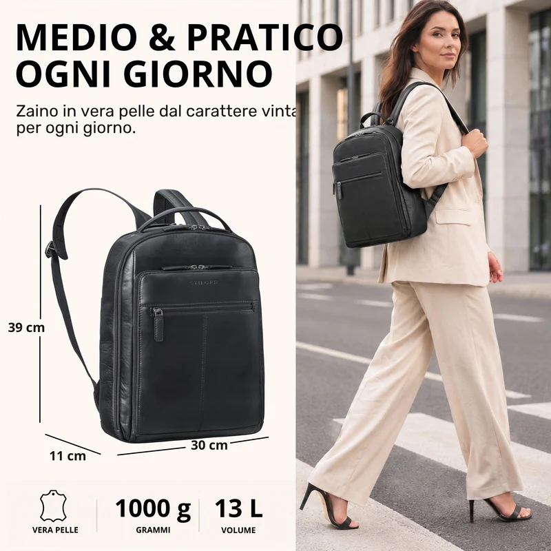 "Nami" Leder Laptop Rucksack 15 Zoll Business Backpack Damen & Herren