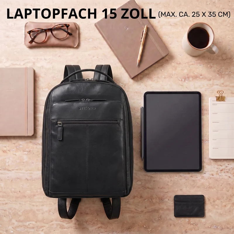 "Nami" Leder Laptop Rucksack 15 Zoll Business Backpack Damen & Herren
