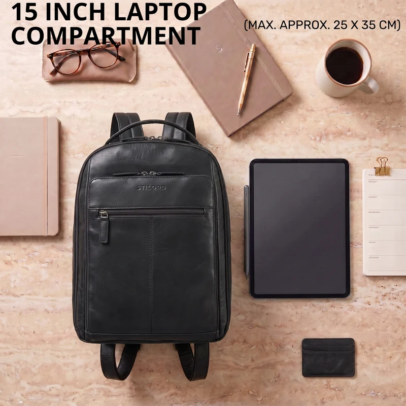 "Nami" Leder Laptop Rucksack 15 Zoll Business Backpack Damen & Herren