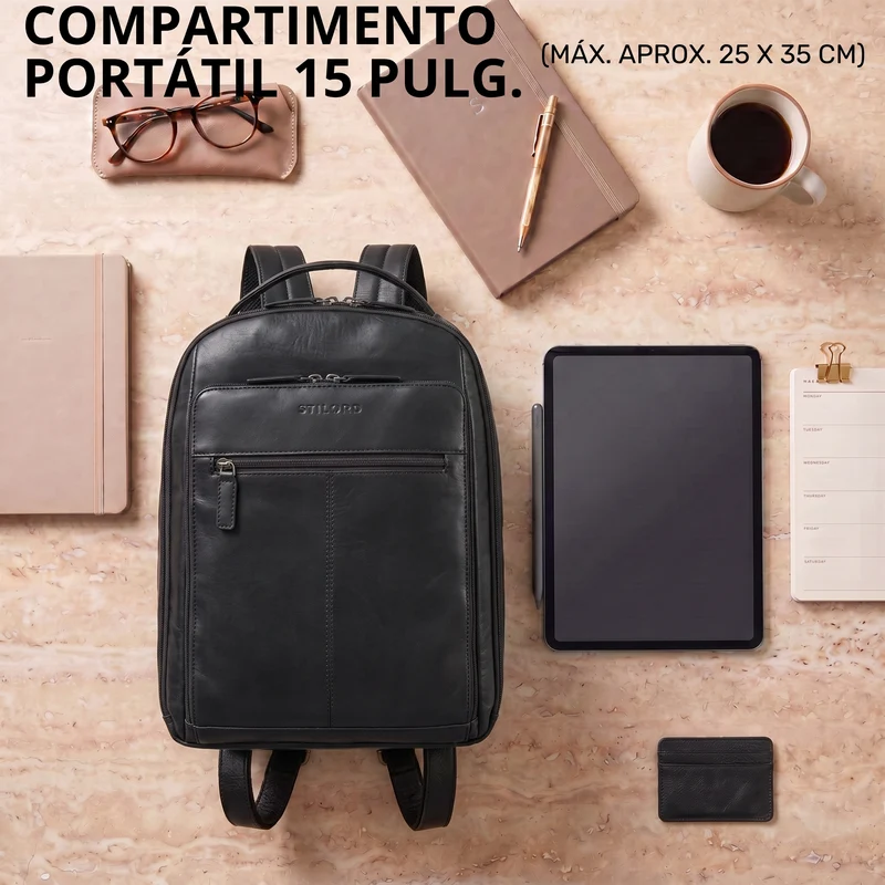 "Nami" Leder Laptop Rucksack 15 Zoll Business Backpack Damen & Herren