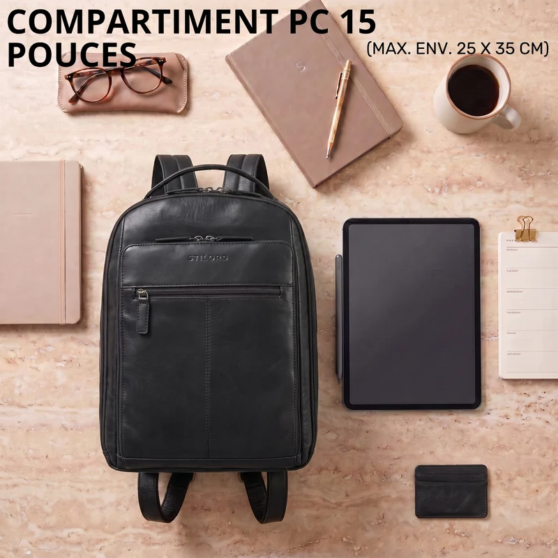 "Nami" Leder Laptop Rucksack 15 Zoll Business Backpack Damen & Herren
