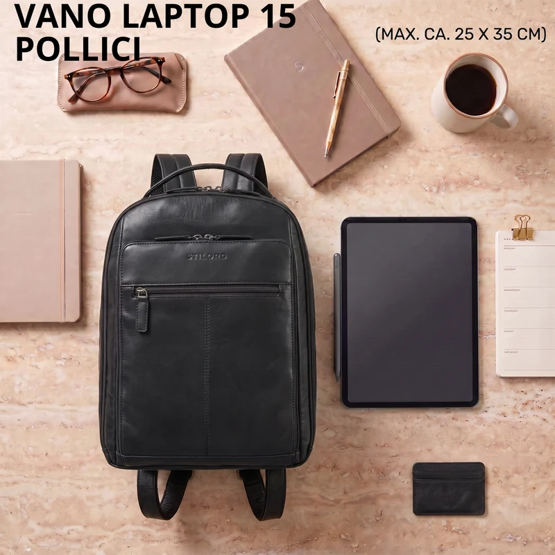 "Nami" Leder Laptop Rucksack 15 Zoll Business Backpack Damen & Herren