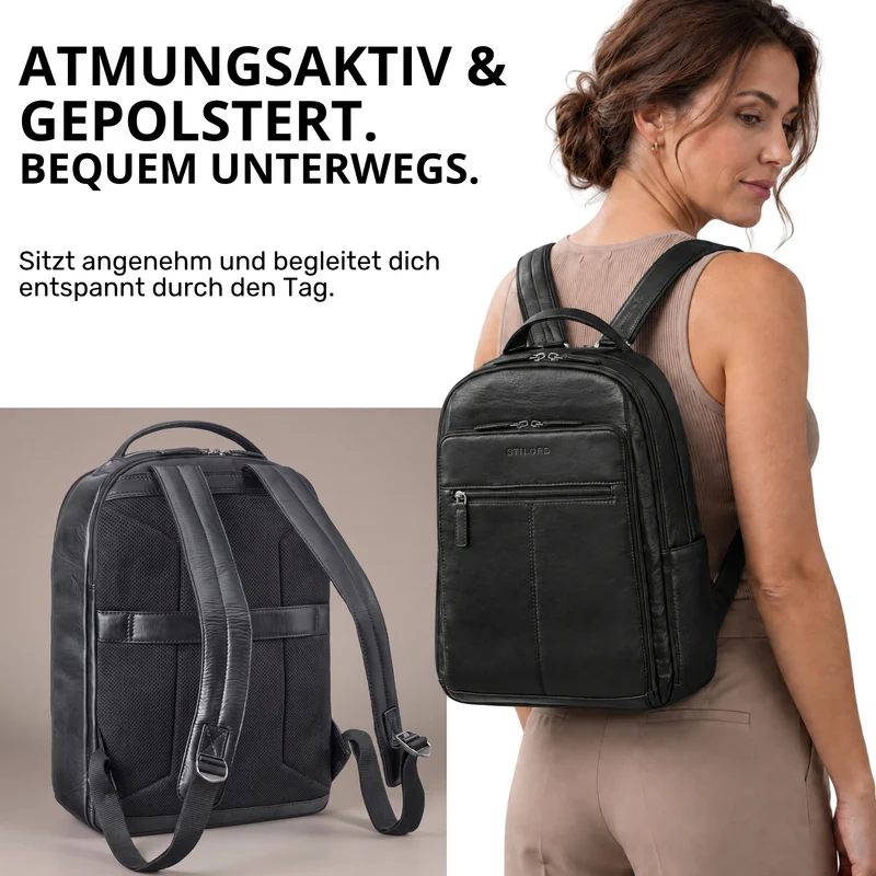 "Nami" Leder Laptop Rucksack 15 Zoll Business Backpack Damen & Herren