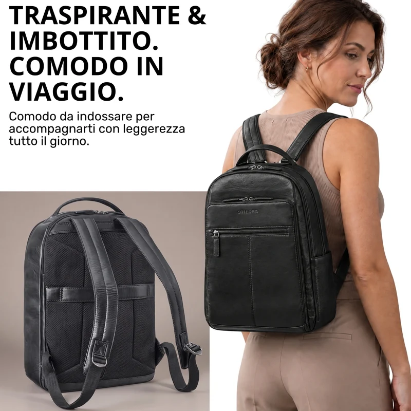 "Nami" Leder Laptop Rucksack 15 Zoll Business Backpack Damen & Herren