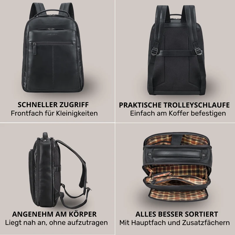 "Nami" Leder Laptop Rucksack 15 Zoll Business Backpack Damen & Herren