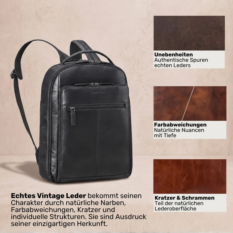 "Nami" Leder Laptop Rucksack 15 Zoll Business Backpack Damen & Herren