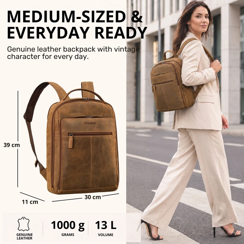 "Nami" Leder Laptop Rucksack 15 Zoll Business Backpack Damen & Herren