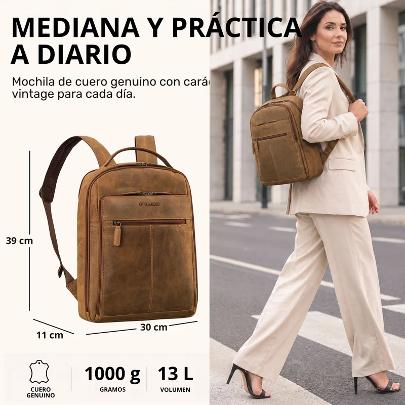 "Nami" Leder Laptop Rucksack 15 Zoll Business Backpack Damen & Herren
