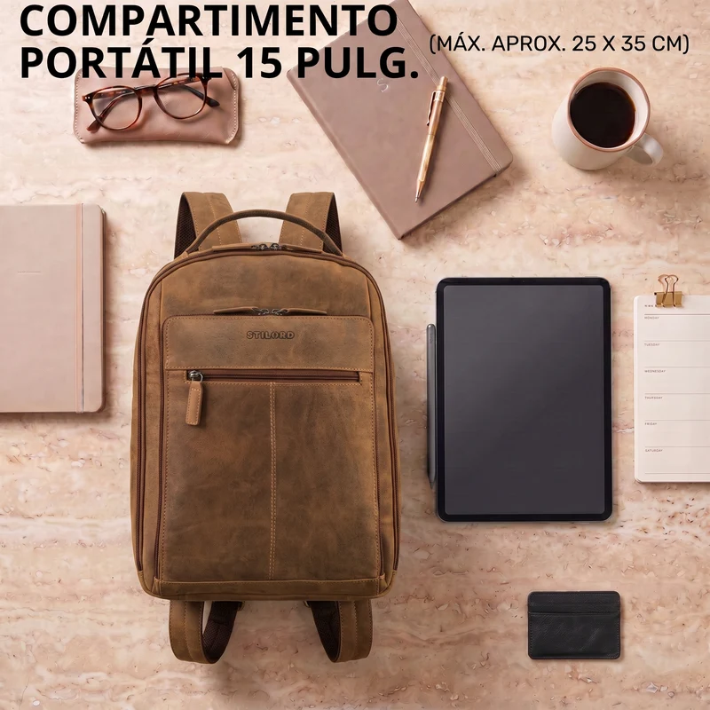 "Nami" Leder Laptop Rucksack 15 Zoll Business Backpack Damen & Herren