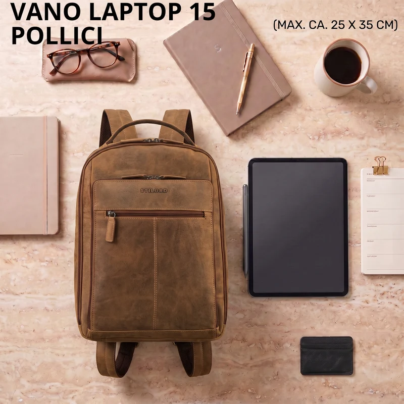 "Nami" Leder Laptop Rucksack 15 Zoll Business Backpack Damen & Herren