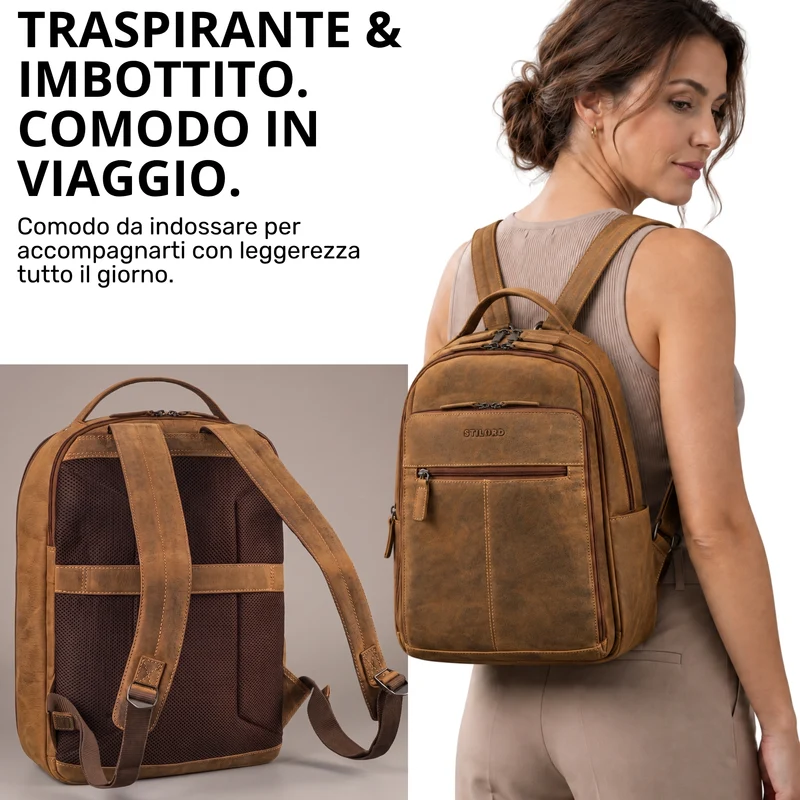 "Nami" Leder Laptop Rucksack 15 Zoll Business Backpack Damen & Herren