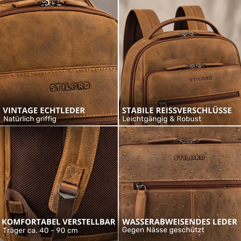 "Nami" Leder Laptop Rucksack 15 Zoll Business Backpack Damen & Herren